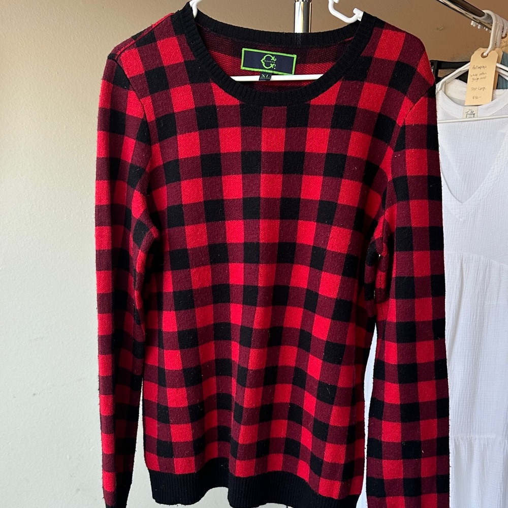 Vintage C.Wonder Red and Black Plaid Crewneck Sweater